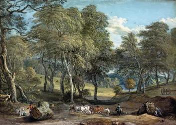 Windsor Forest ja puutavaraa vetävät härät, 1798